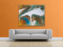 Load image into Gallery viewer, Turq Bay - 24&quot; x 36&quot; Original Fluid Acrylic Painting
