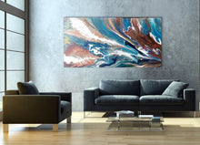Load image into Gallery viewer, Merging Rivers - 24&quot; x 48&quot; Original Fluid Acrylic Painting