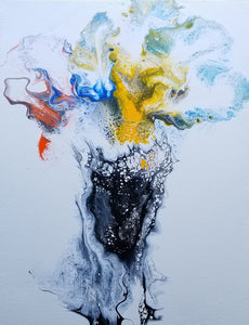 Flower Vase - 11" x 14" Abstract Fluid Acrylic Painting