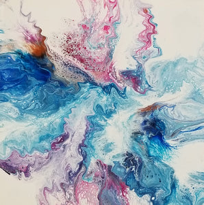 Splash Waves - 12" x 12" Original Fluid Acrylic Painting