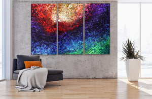 Magnificent Light Triptych - 48”x 76” Original Fluid Acrylic Painting