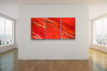 Load image into Gallery viewer, Passion Triptych - 3’x6’ Original Fluid Acrylic Painting