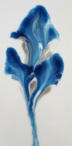 Petals of Cobalt - 12" x 24" Original Fluid Acrylic Painting