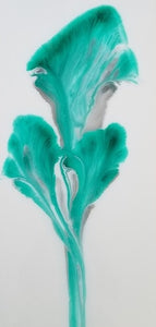 Petals of Emerald - 12" x 24" Original Fluid Acrylic Painting